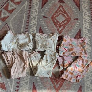 Kids' Patterned Pajama Set - Pink and White